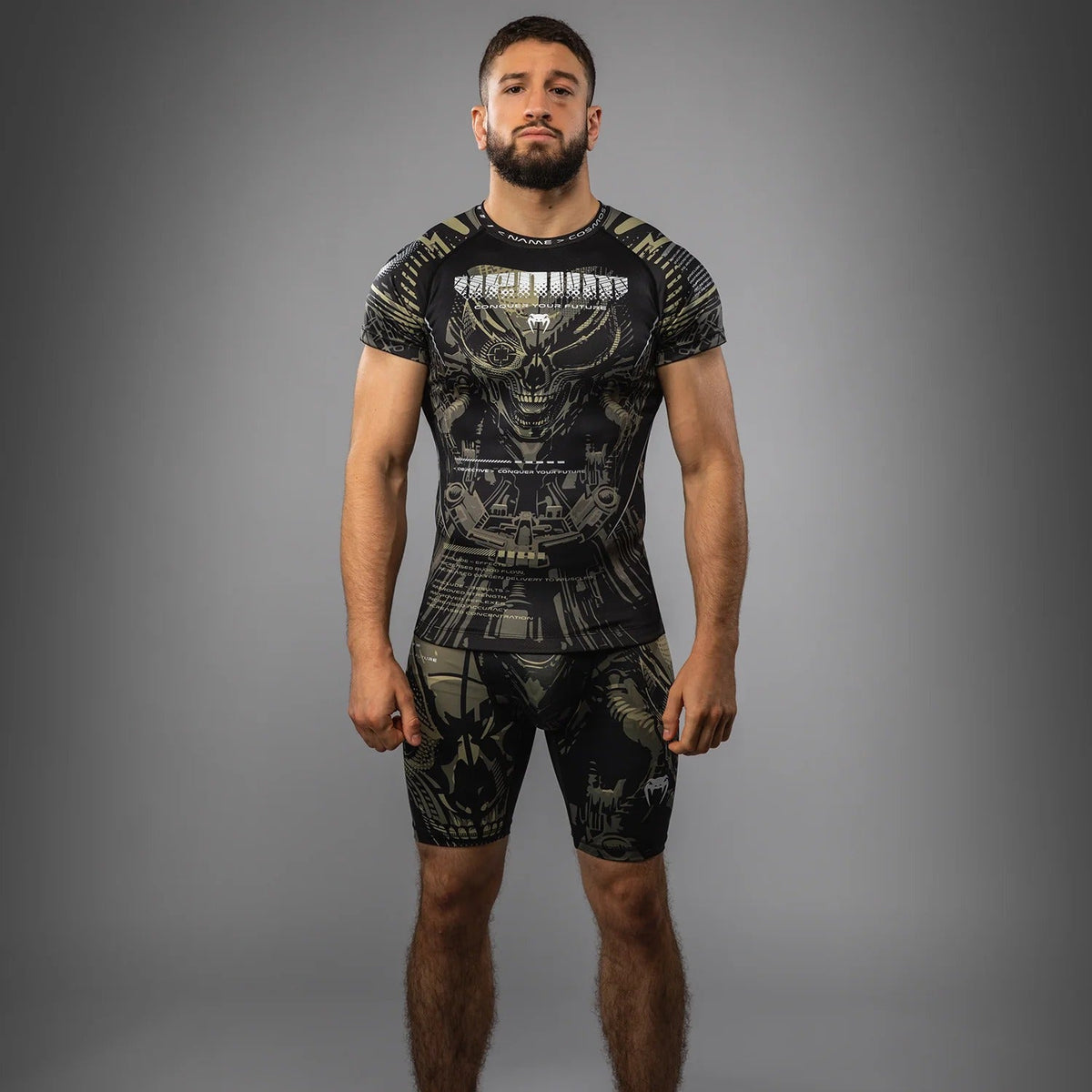 Venum Invader Rashguards Short Sleeves - Black/Sand